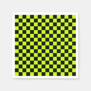 Säuregrün-schwarzes Schachbrettmuster Serviette