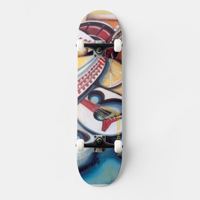Saurer Jazz vorbei: Albert-Rätsel Skateboard (Vorderseite)