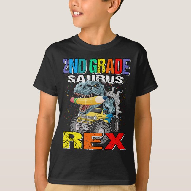 Saurus Rex Dinosaur 2nd Grade Dinosaurier T-Shirt (Vorderseite)