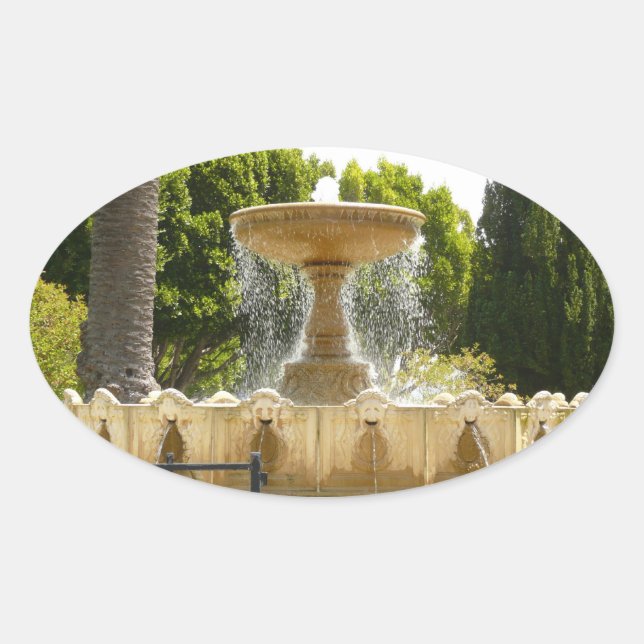 Sausalito Fountain California Travel Fotografy Ovaler Aufkleber (Vorderseite)