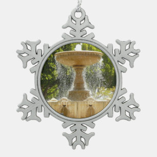 Sausalito Fountain California Travel Fotografy Schneeflocken Zinn-Ornament