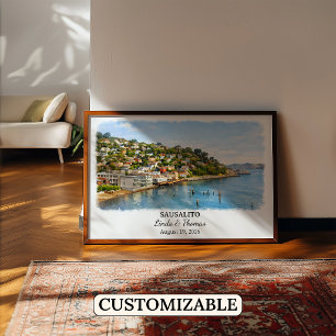 Sausalito Kalifornien Poster, Aquarell, Maßanferti Poster