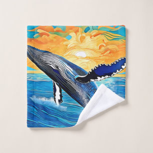 Saut de coucher de soleil de baleine à bosse Art