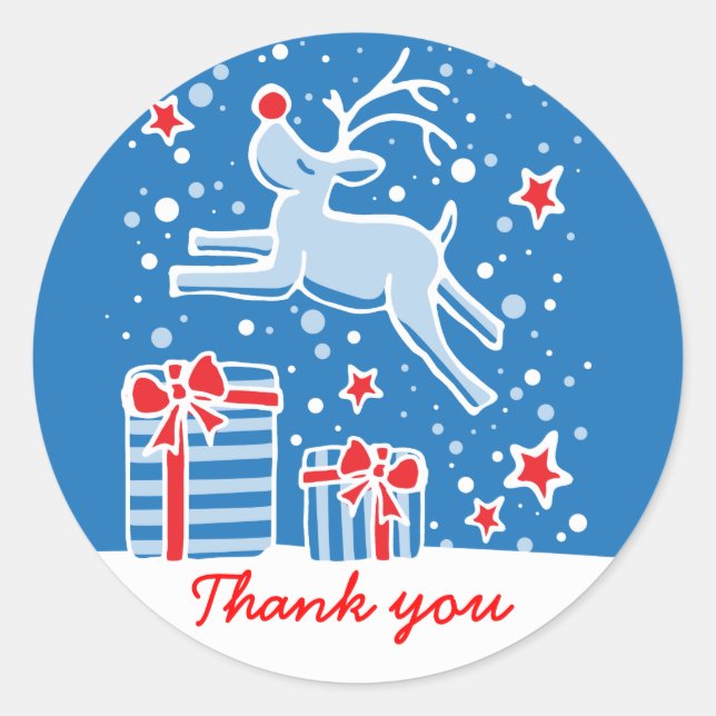 Saut de rennes de Noël merci autocollant (Devant)