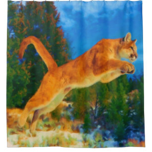 Sautant le rideau en douche de puma (puma)