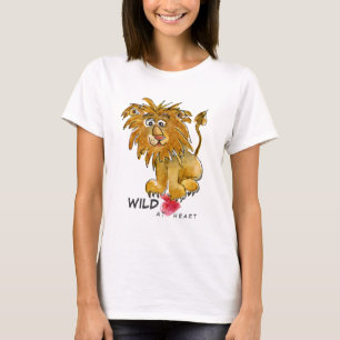 Sauvage au T-shirt de lion de bande dessinée de