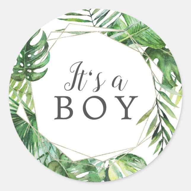 Sauvage Palm Tropical C'est un Sticker Baby shower (Devant)
