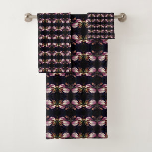 Sauvage rose Lady Slipper Orchid Pair Abstrait