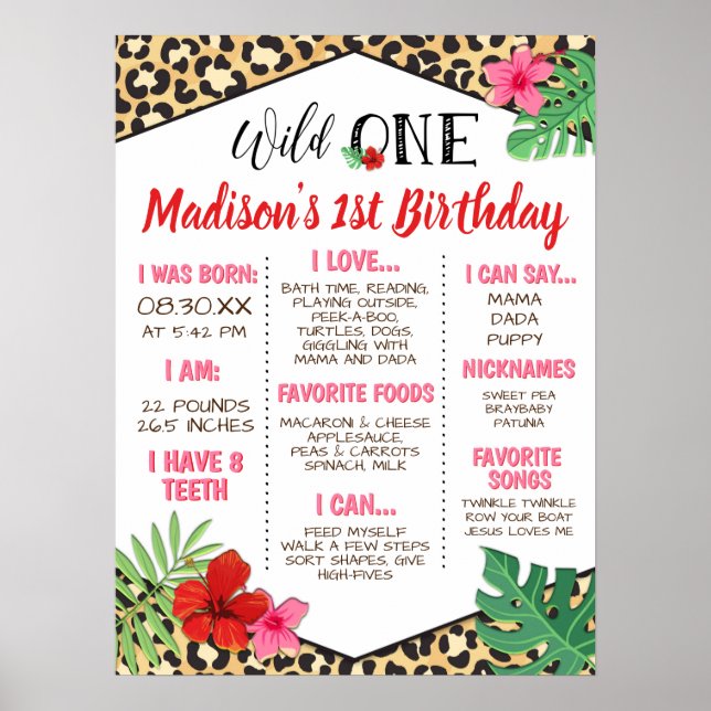 Sauvage un Poster de animal 1er anniversaire Jalon (Devant)