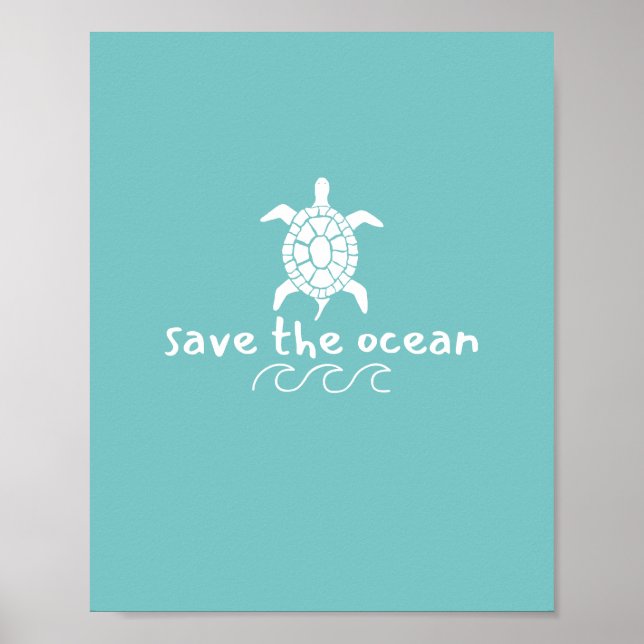 sauve l'océan. la tortue. Imprimantes et affiches (Devant)