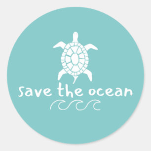 sauve l'océan. la tortue. Stickers & Étiquettes