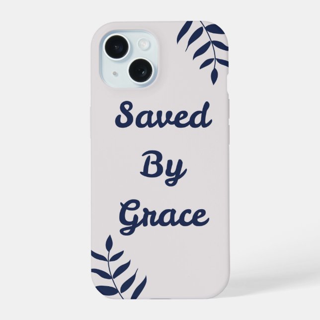 "Sauvé par grâce" IPhone 15 cas de téléphone (Verso)