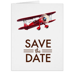 Sauvegarder la date avion biplan vintage