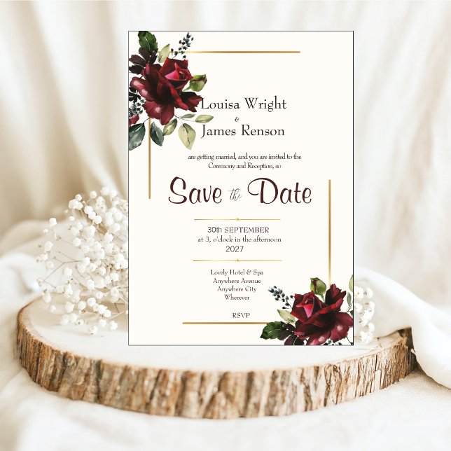 Sauvegarder la date, invitation florale luxueuse (Créateur téléchargé)