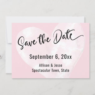 Sauver la Date Cœur Aquarelle Blanche sur Carte Ro