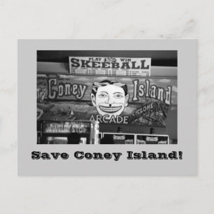 Sauvez Coney Island ! carte postale (B&W)