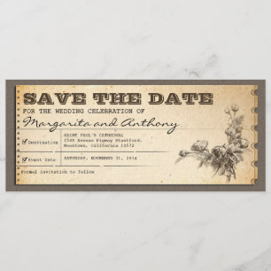 sauvez invitations de billet vintage de date les