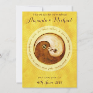 SAUVEZ la carte de mariage de colombes de YinYang