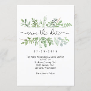 Sauvez la carte d'invitation de verdure de date