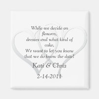 Sauvez la date Mariage magnets deux coeurs poème