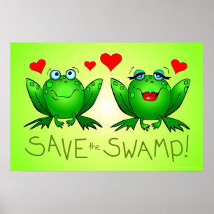 Sauvez la grenouille du marais Affiche verte d'amo