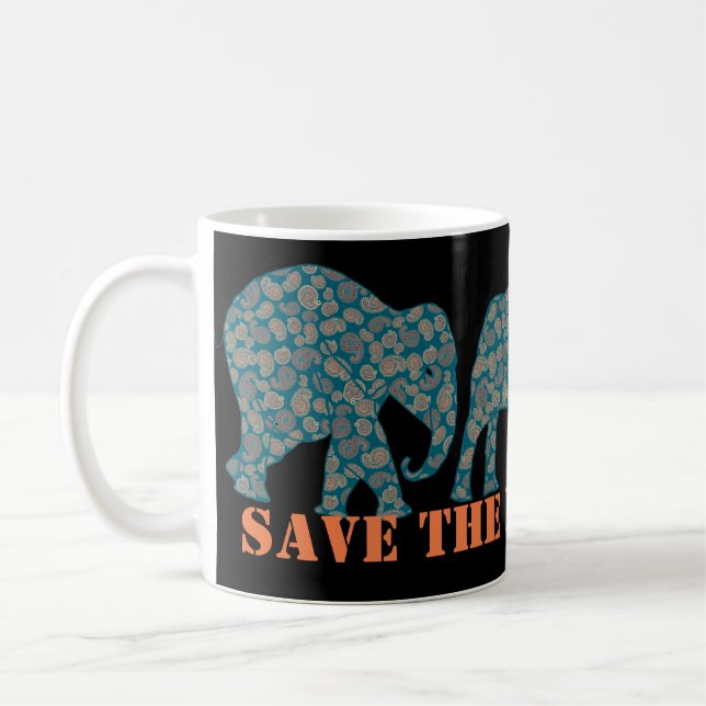 Sauvez la paisley des éléphants sur la Mug de café (Gauche)