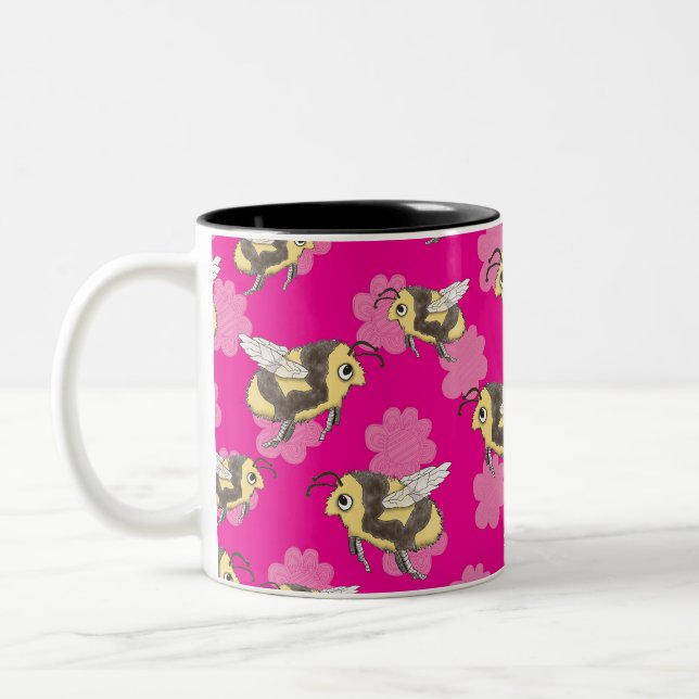 Sauvez la tasse d'abeilles sur arrière - plan rose (Gauche)