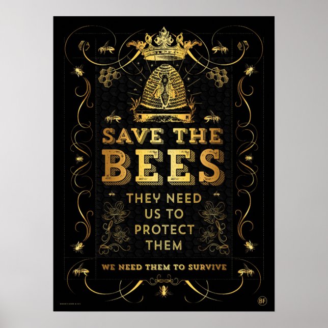 SAUVEZ LES ABEILLES ! FAUX GOLD POSTER (Devant)