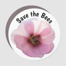 Sauvez les abeilles rose Hollyhock Magnet voiture