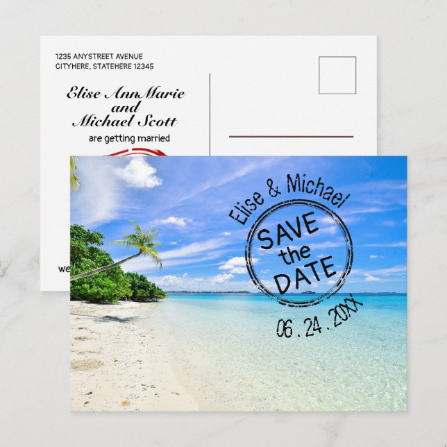 Sauvez les dates, Mariage de plage, Invitation (Devant / Derrière)