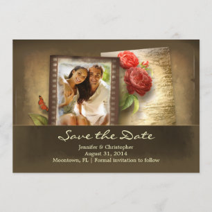 sauvez les invitations rustiques de photo vintage