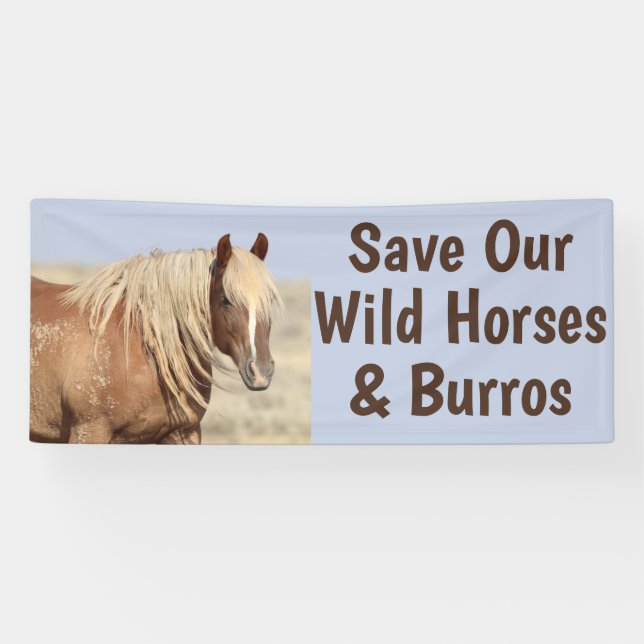 Sauvez nos chevaux sauvages 2,5 x 6 bannière (Horizontal)