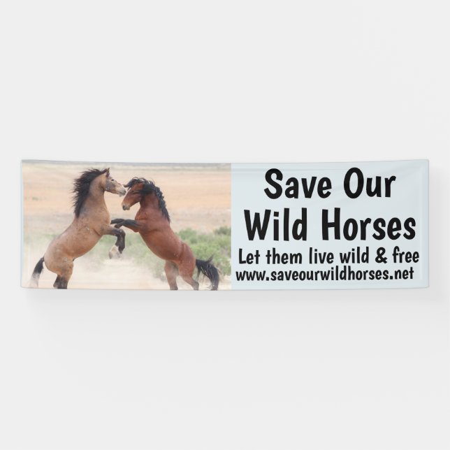 Sauvez nos chevaux sauvages 2,5 x 8 bannière (Horizontal)