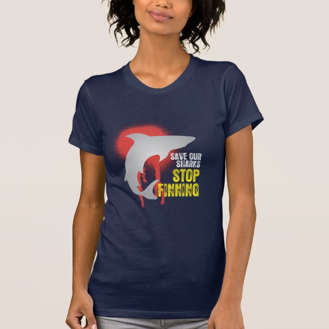 Sauvez notre T-shirt de Finning d'arrêt de requins (Devant)