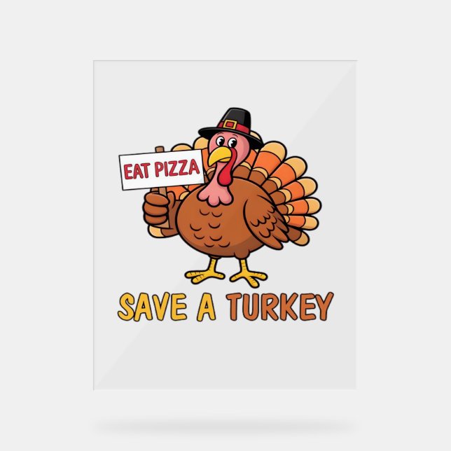Sauvez Une Turquie Mange Pizza Drôle Thanksgiving  (Recto)