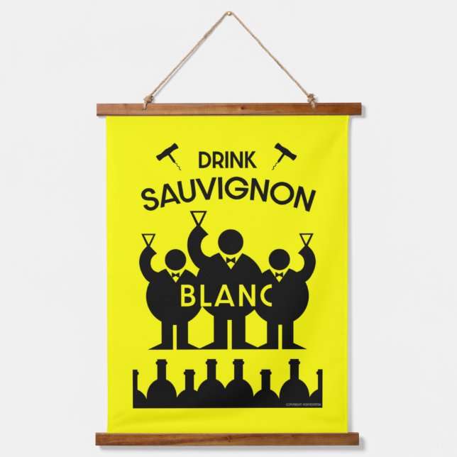 Sauvignon Blanc Wein Drinker Wandteppich Mit Holzrahmen (Vorderseite)