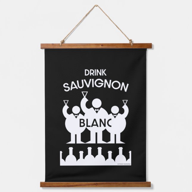 Sauvignon Blanc Wein Drinker Wandteppich Mit Holzrahmen (Vorderseite)