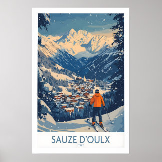 Sauze d'Oulx Ski affiche d'art Italie 1