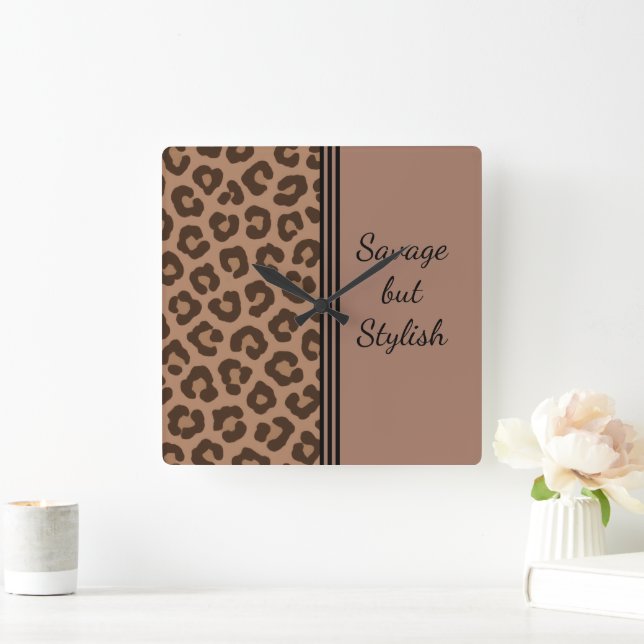Savage, aber stilvolle Leopard Print Quadratische Wanduhr (Zuhause)