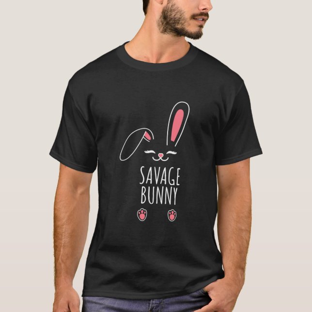 Savage Bunny Funny Matching Oster Bunny Egg T-Shirt (Vorderseite)