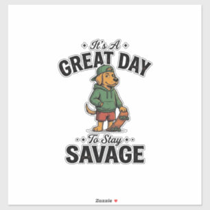 Savage Dog Vintage Gravur T-Shirt Design_1 Aufkleber