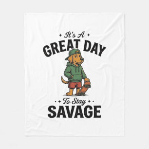 Savage Dog Vintage Gravur T-Shirt Design_1 Fleecedecke