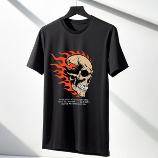 Savage Flaming Skull Gym T-Shirt — No Shortcuts