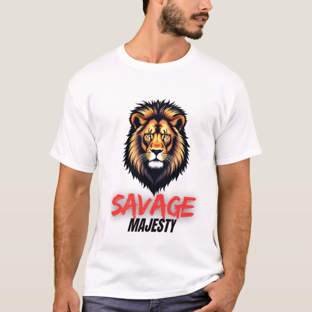 Savage Roar Fierce Lion Graphic T-Shirt für Fett (Vorderseite)