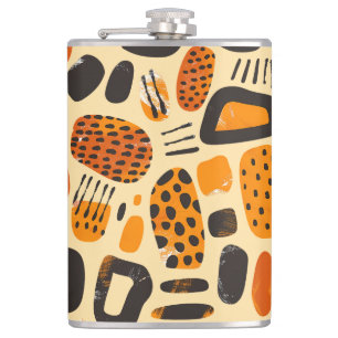 "Savanna Pop: Stammesvibes in Orange & Black" Flachmann