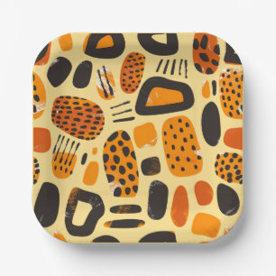 "Savanna Pop: Stammesvibes in Orange & Black" Pappteller