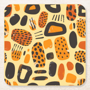 "Savanna Pop: Stammesvibes in Orange & Black" Rechteckiger Pappuntersetzer