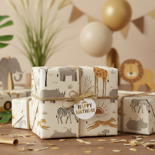 Savanna Sunrise Safari Muster ID1259 Geschenkpapier