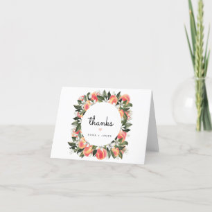 Savannah - Aquarell-Pfirsich Botanisch Weiße Blüte Dankeskarte