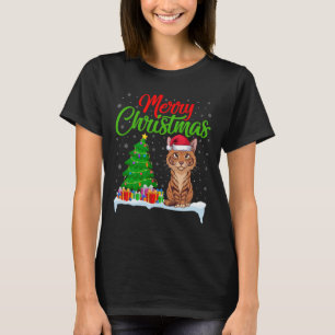 Savannah Cat Christmas Tree Lights Xmas Savannah C T-Shirt